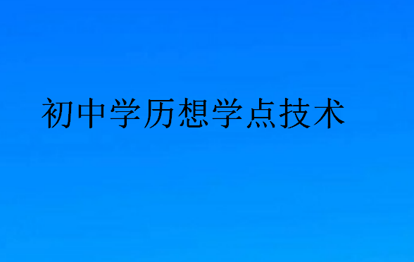 初中學歷想學點技術